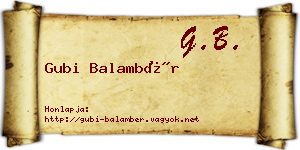 Gubi Balambér névjegykártya