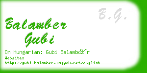 balamber gubi business card